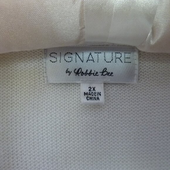 Signature by Robbie Bee White Knit short-sleeved Sweater 2X - Picture 2 of 3